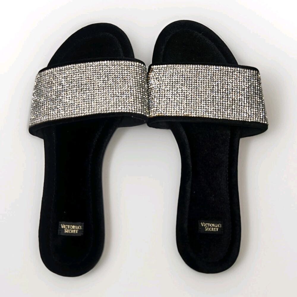 Y2K Victoria’s Secret VS Velvet Bling Slippers Slides Medium US 7/8